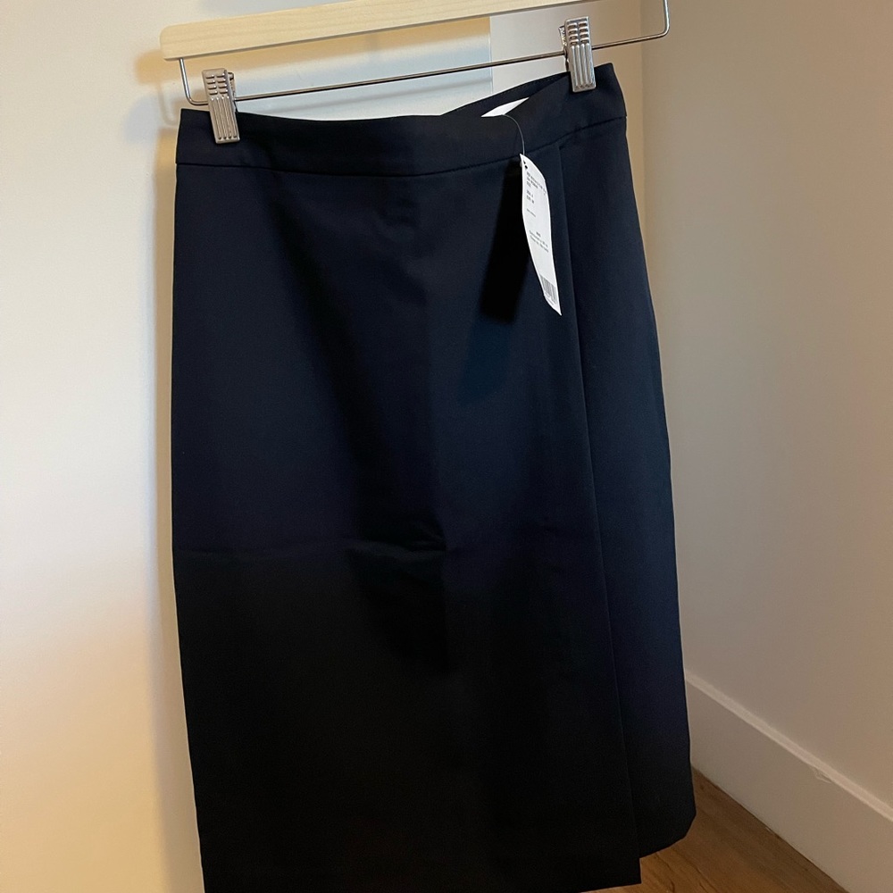 MANGO Navy Blue Wrap Pencil Skirt